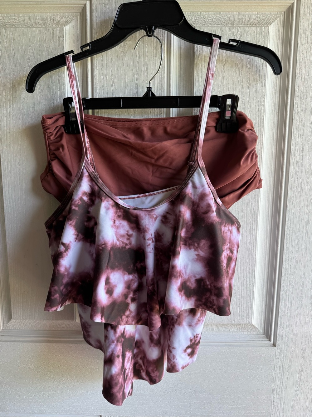 Tie-Dye Ruffled Swim top with High Waisted Bottoms
